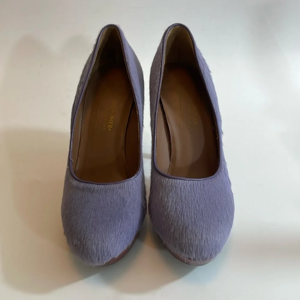 Donald J Pliner purple fuzzy leather platform heels size‎ 7.5M